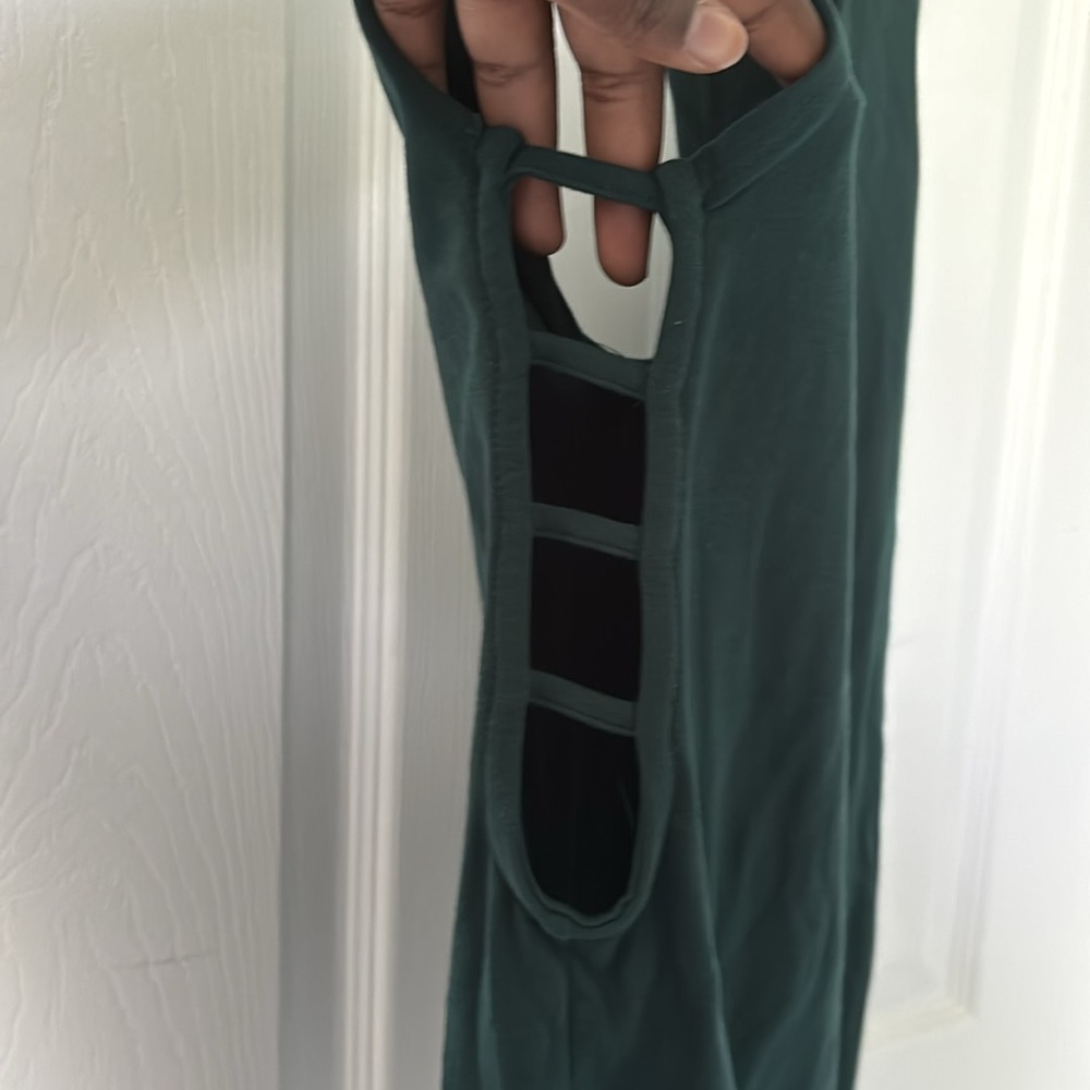Green bodysuit with slits on both sides